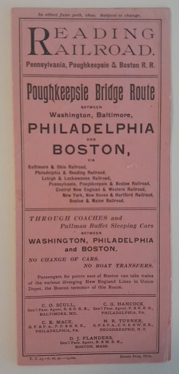 Poughkeepsie Bridge Route Timetable 1890