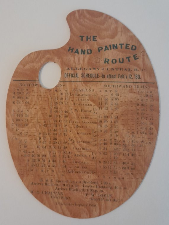 Allegany Central Railroad Die Cut Timetable 1883