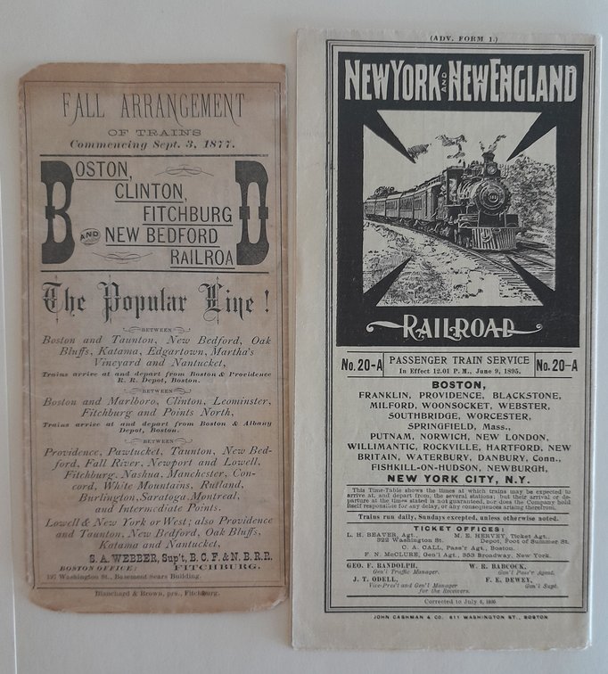 2 New Haven Predecessor Timetables: BCF&NB, NY&NE
