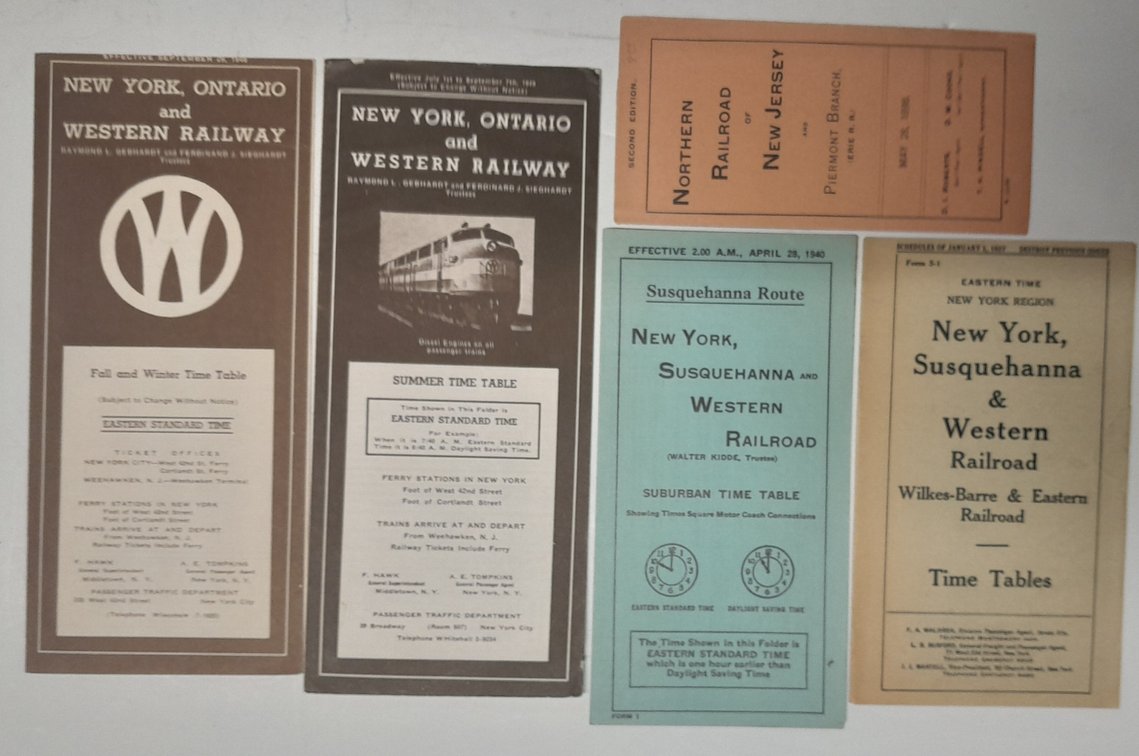 5 NY City area Timetables: NYO&W, NYS&W, NRRofNJ