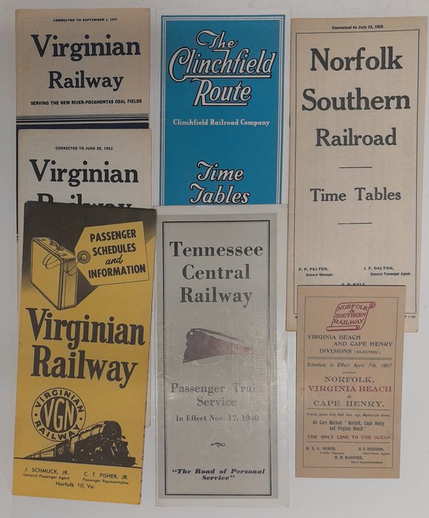 7 Timetables: Vgn, TC, Clinchfield, Norfolk & Southern