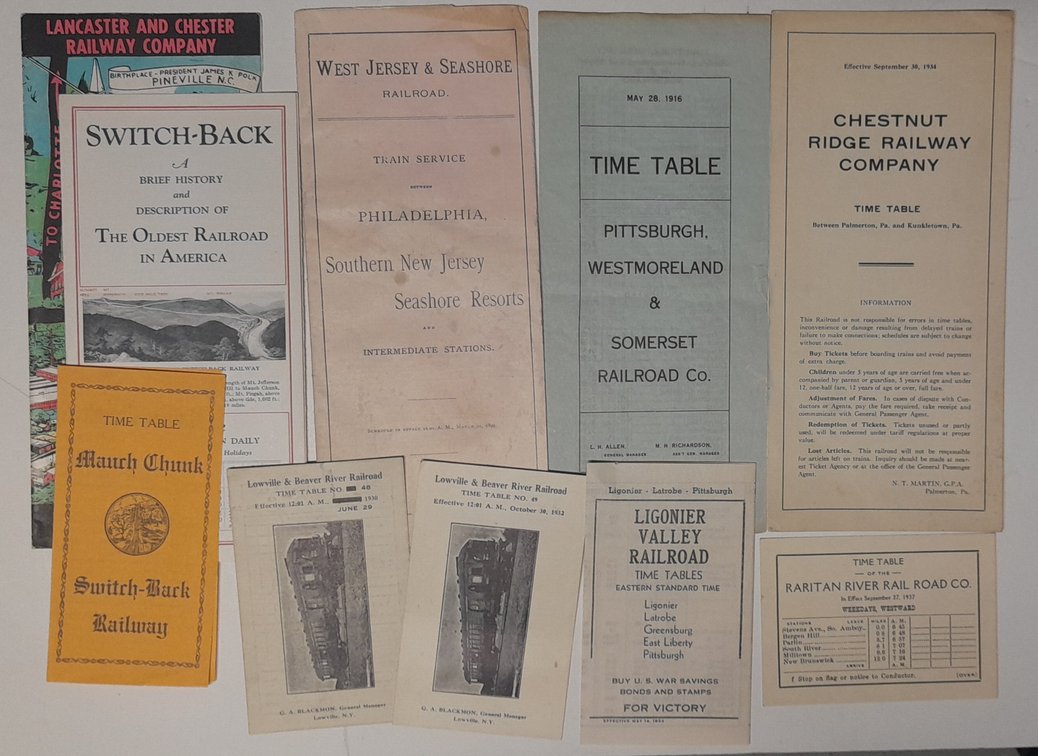 10 Timetables: NY, PA, NJ - Chestnut Ridge, Mauch Chunk +