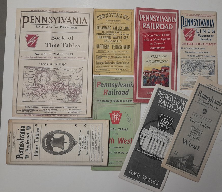 8 Pennsylvania Railroad Timetables.