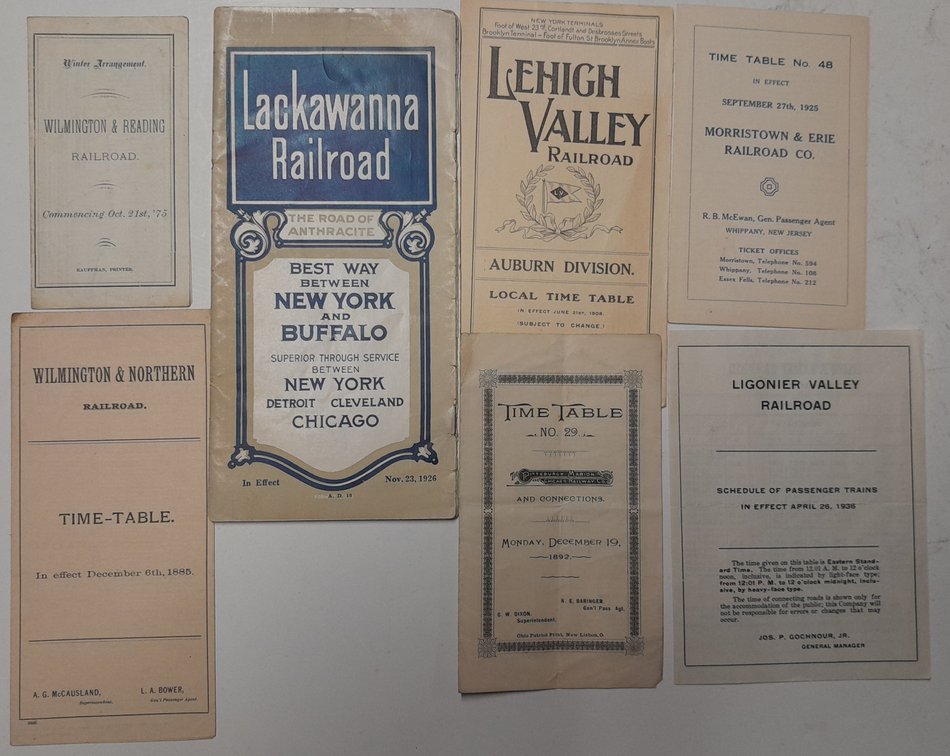 7 Mid-Atlantic Railroad Timetables '75, '85, '92 and others
