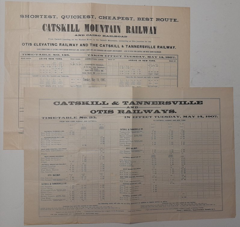 2 Catskill Mountain Railway Timetables 1907 (Otis)