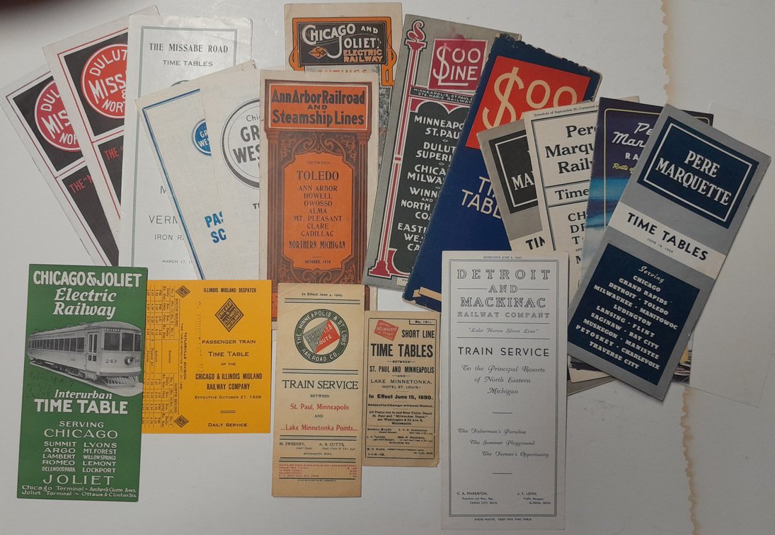 Lot of Midwest Timetables: PM, CGW, Missabe, Chi & Joliet