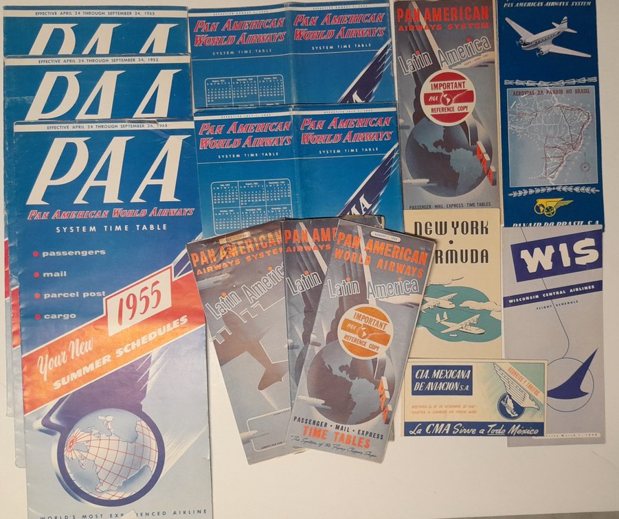 PanAm Timetables including Jumbo 1950's