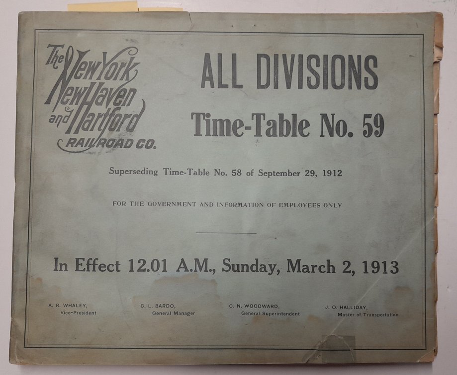1913 New Haven Employee Timetable ALL Divisions