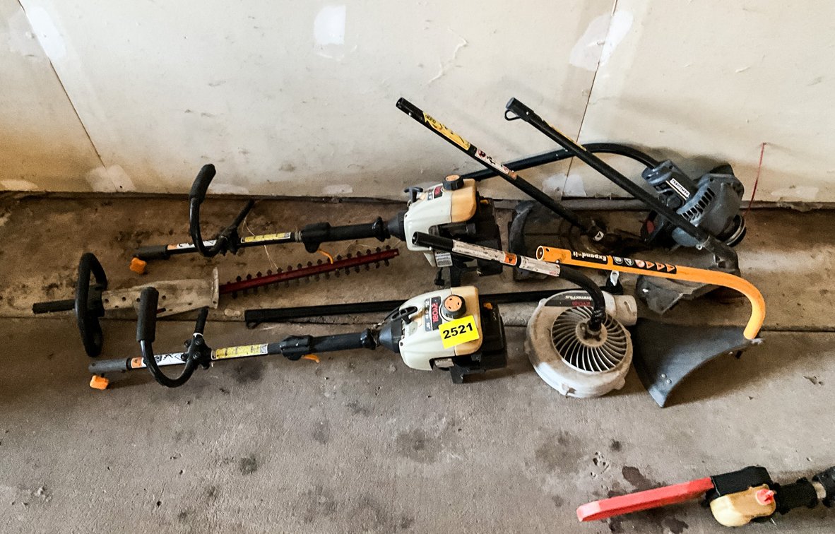Two Ryobi Gas Trimmers W/ Other Attachments