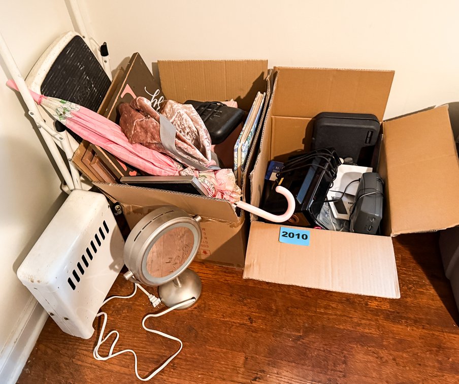 2 Boxes & Contents Step Ladder, Gas Heater, Etc.