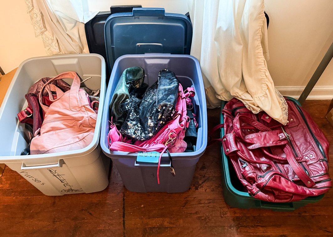 3 Totes Of Purses - Coach, Fossil, Etc.