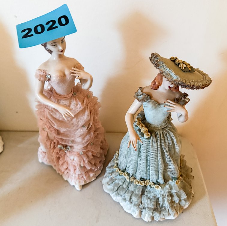 Two Vintage Lady Figurines Porcelain Minor Damage