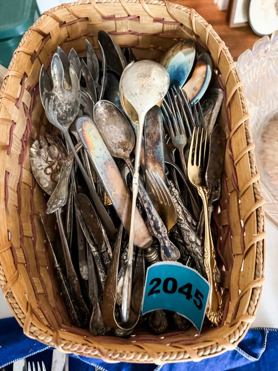 Basket Of Asst. Siler Plate Flatware 