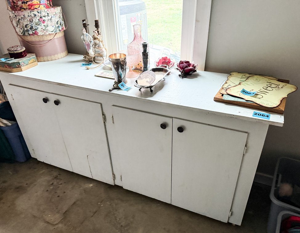 White Wooden Counter Cabinet