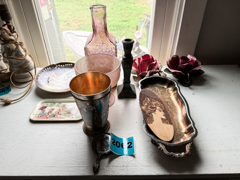 Asst. Lot Vases, Plates, Silver Plate, Etc. 