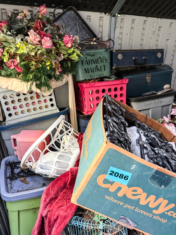 Contents Of Shed Hand Tools, Totes Of Doll Books, Fabric Doll Clothes, Etc. 