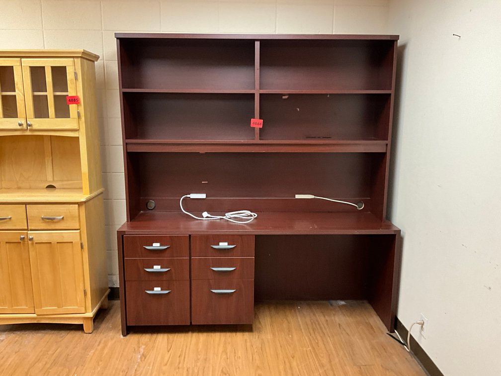 Desk W/ Hutch & Filing Cabinet