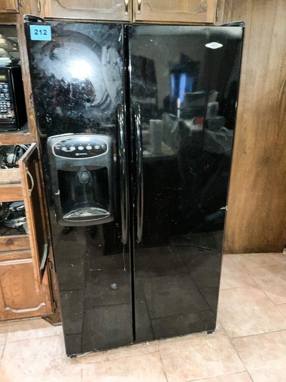 Side By Side Maytag Refrigerator, Black W/ Door Ice & Water