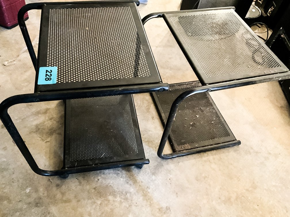 2 Metal Tables W/ 2 Lagers & 1 One Has Rollers