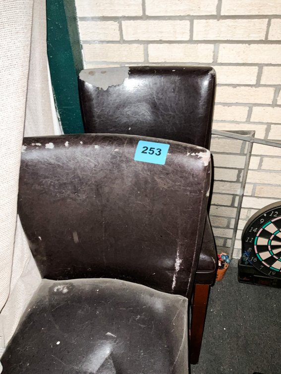 2 Tall Black Chairs W/ Wooden Base