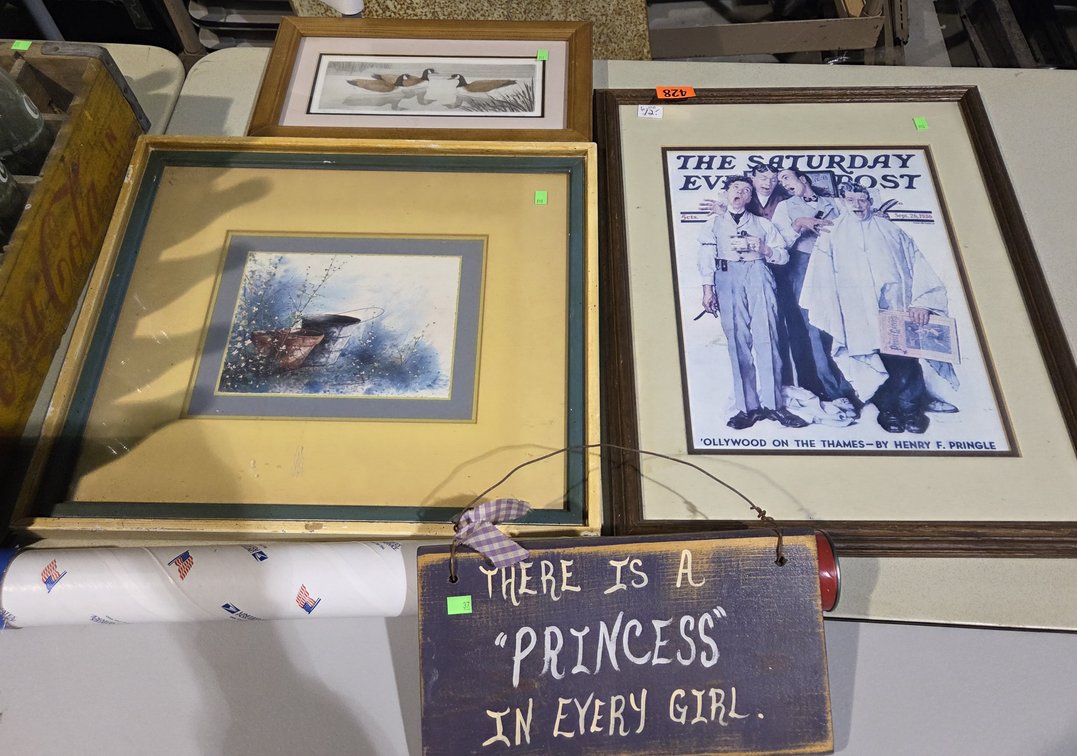 3 Pictures - 1 Has Cylinder Wood Sign