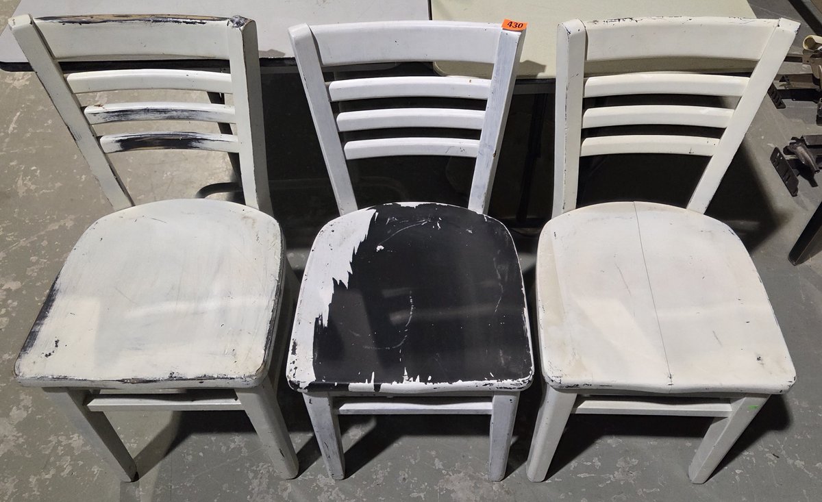 3 White Wooden Chairs