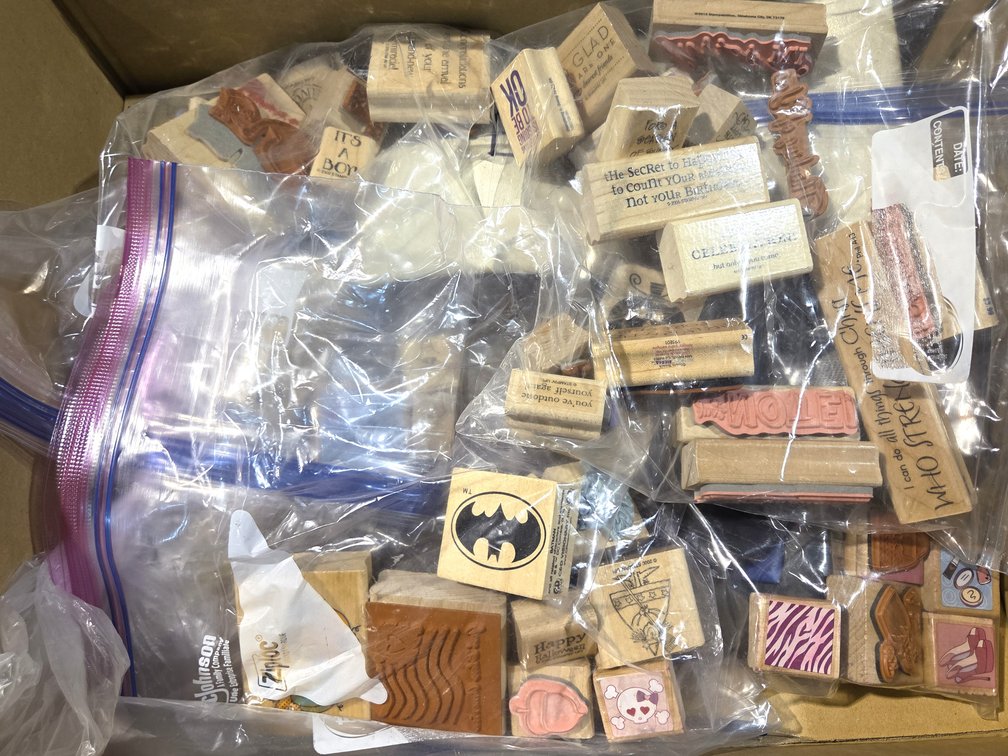 2 Boxes Different Rubber Stamps