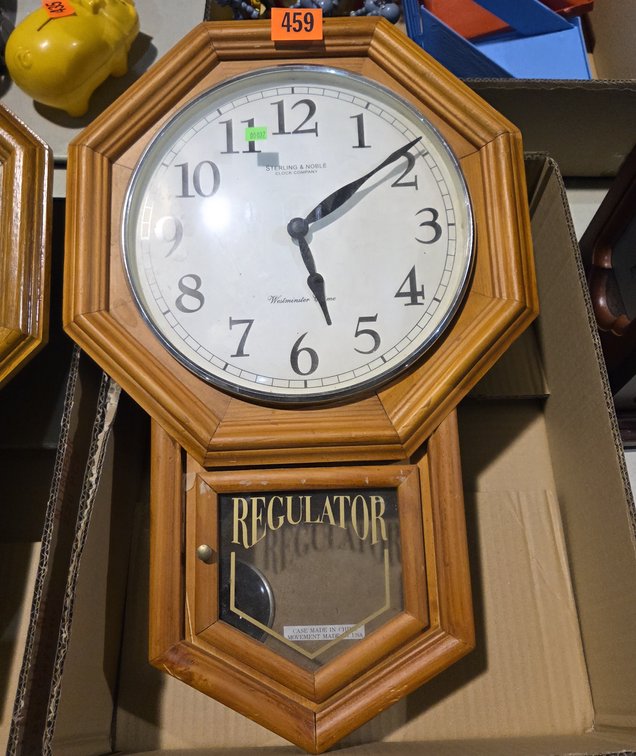 Sterling & Noble Clock Comp Westminster Chime Clock W/ Wooden Enclosure