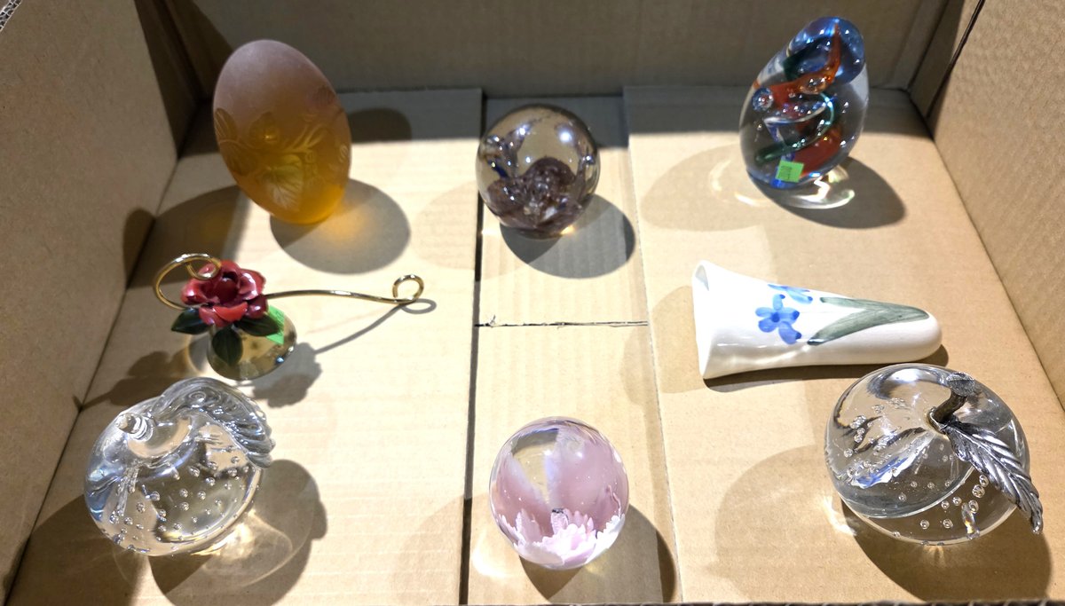 2 Boxes Cut Glass Paperweights