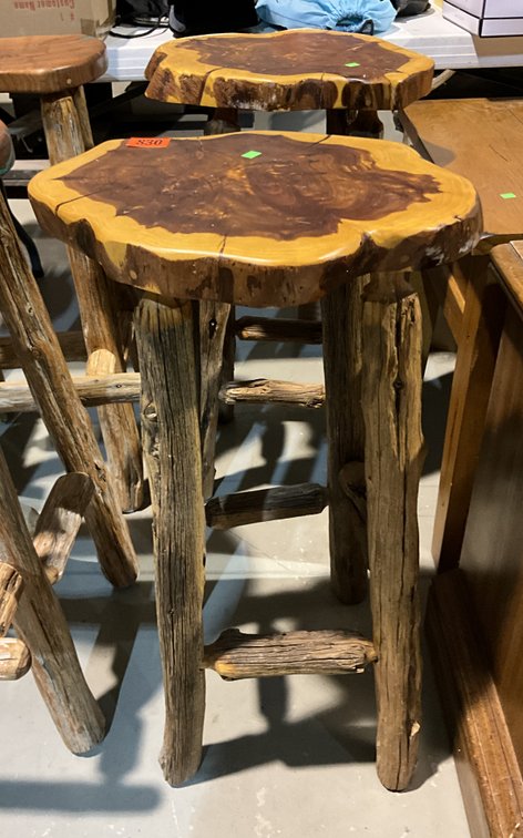 Pair Of Custom Handmade Mesquite Bar Stools
