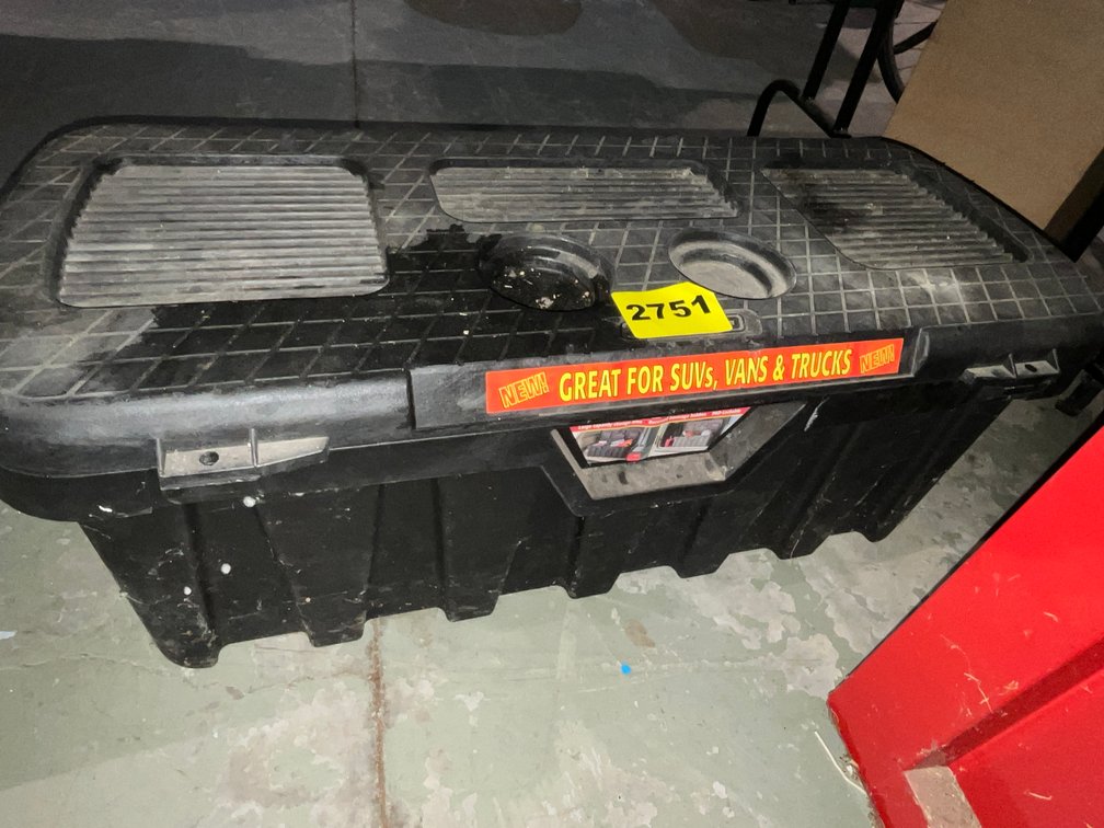 Black Plastic Tool Box For Vehicle or Trailer With Contents