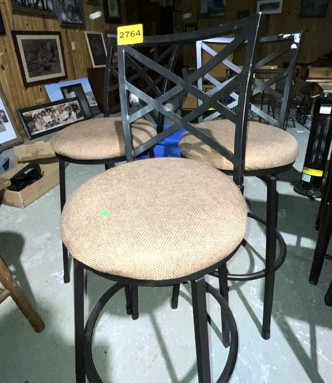 3 Metal Bar Chairs With Backs