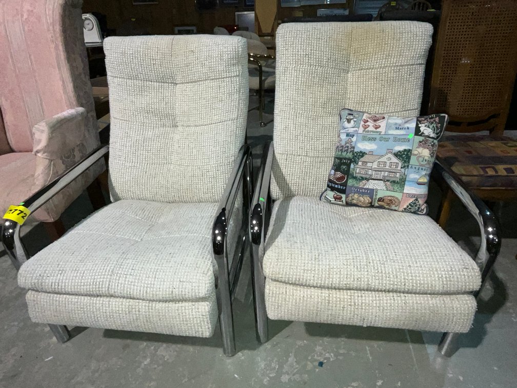2 Chrome Reclining Chairs