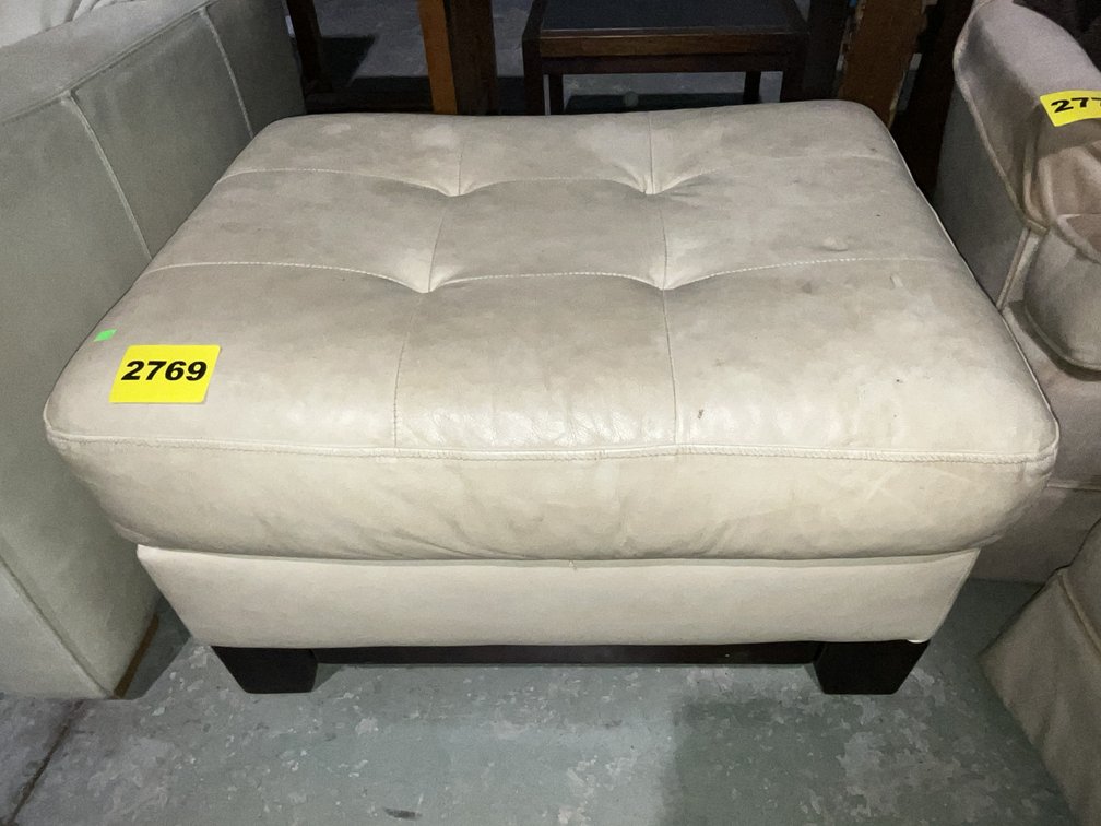 Leather Tan Ottoman
