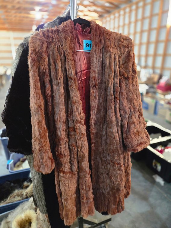 1 Red Fur Full Length Ladies Coat