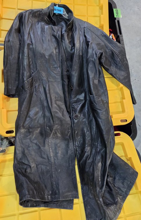 1 Black Leather Full Length Coat Medium By Preston & York