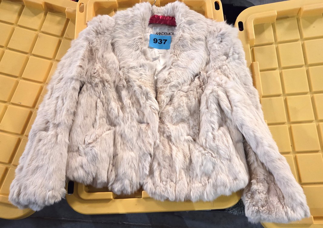 1 White Fur Jacket L By Mademoiselle