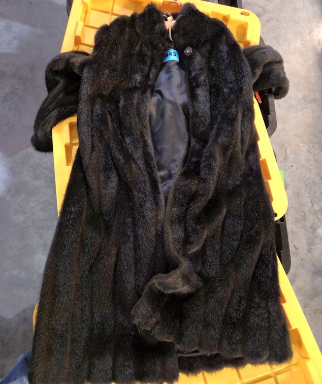 1 Black Full Length Fur Coat By H.R.E.