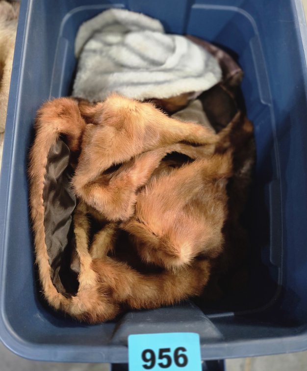 Tote With Assorted Fur Wraps and Stoles