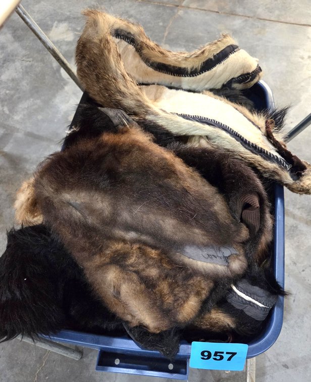 Tote With Assorted Fur Wraps and Stoles