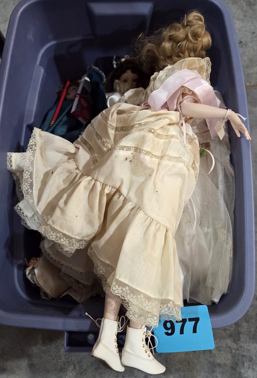 Tote of Assorted Dolls