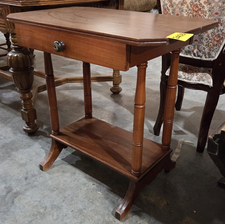 Mid 20th Century Table, Solid Wild Cherry One Drawer Nightstand
