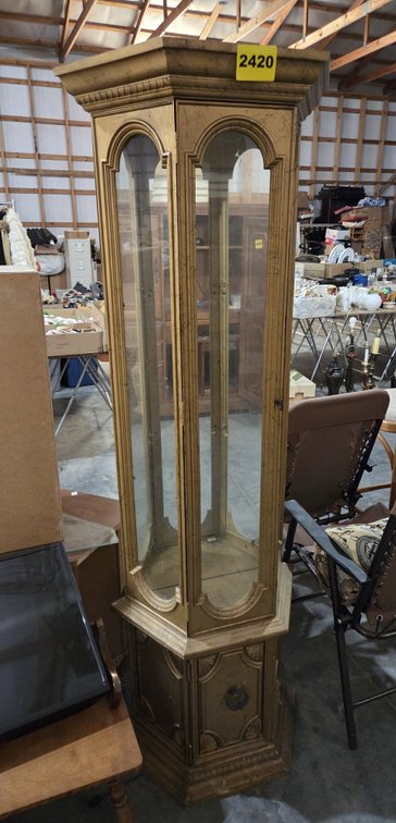 Vintage Butler Demilune Curio Display Cabinet NO SHELVES