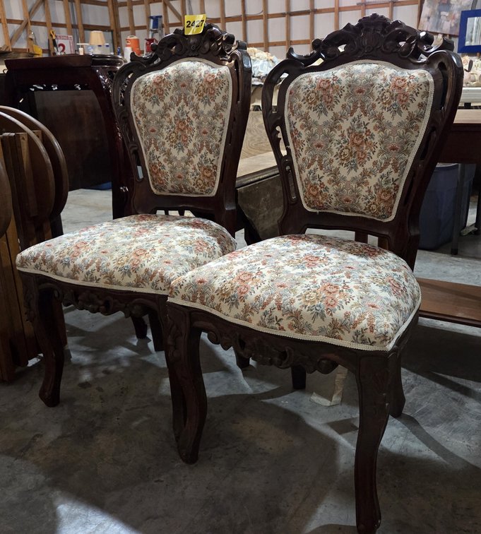2 Antique Victorian or Rococo Revival Style Side Chairs
