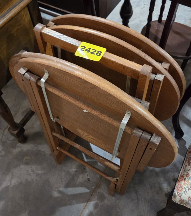 4 Wooden TV Trays W/ Stand