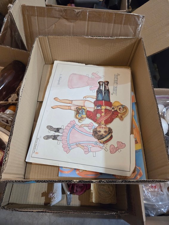 6 Boxes and Contents, Tins, Doll Parts Home Décor