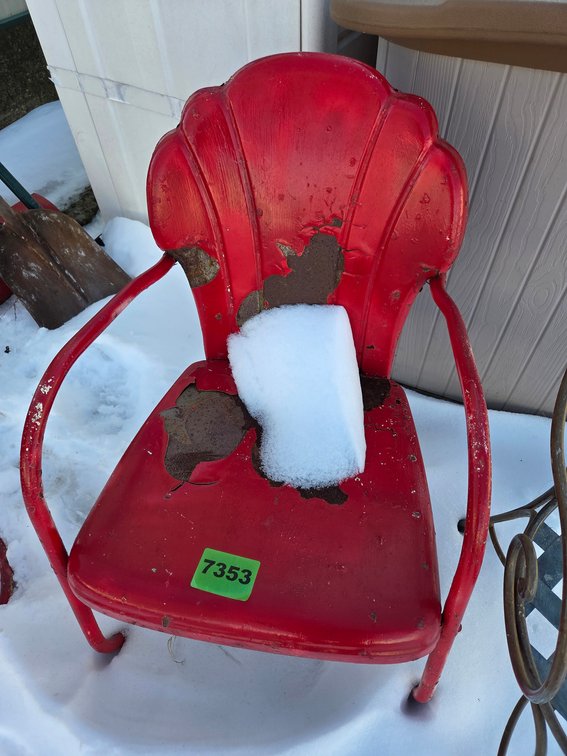 2 Vintage Red Metal Chairs