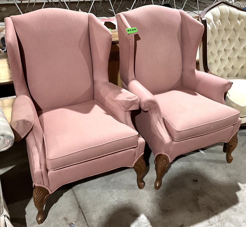 Vintage Chippendale Style High Wingback Arm Chair