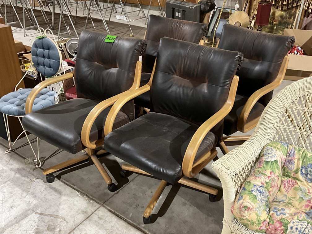 4 Black Dining Chairs on Casters