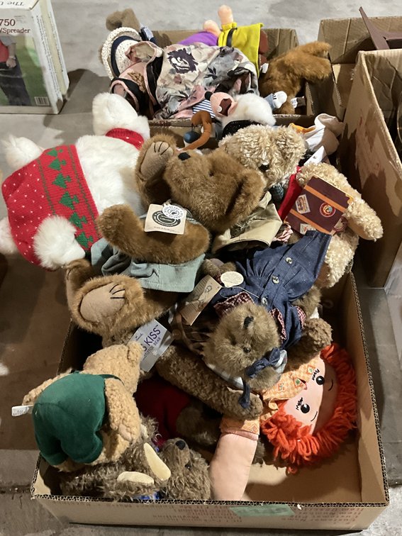 3 Boxes-Vintage Stuffed Animals
